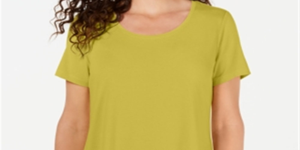 Top feminino com decote redondo da coleção JM, amarelo, tamanho G