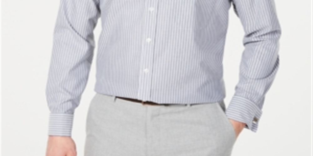 Camisa social masculina Tasso Elba Classic Regular Fit, sem passar a ferro, de sarja de algodão Supima, com listras e punho francês, cor vinho, tamanho XL 17
