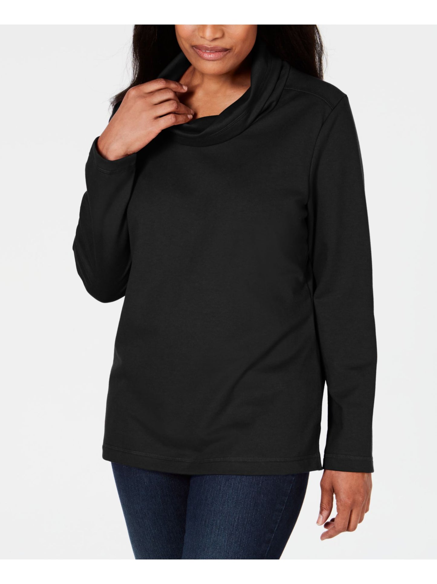 Karen Scott Blusa feminina gola funil preta tamanho pequeno GG