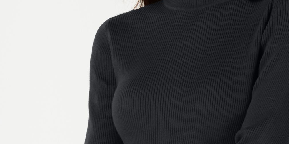Karen Scott Suéter Feminino Manga Longa Gola Alta Preto Tamanho Pequeno X-Grande