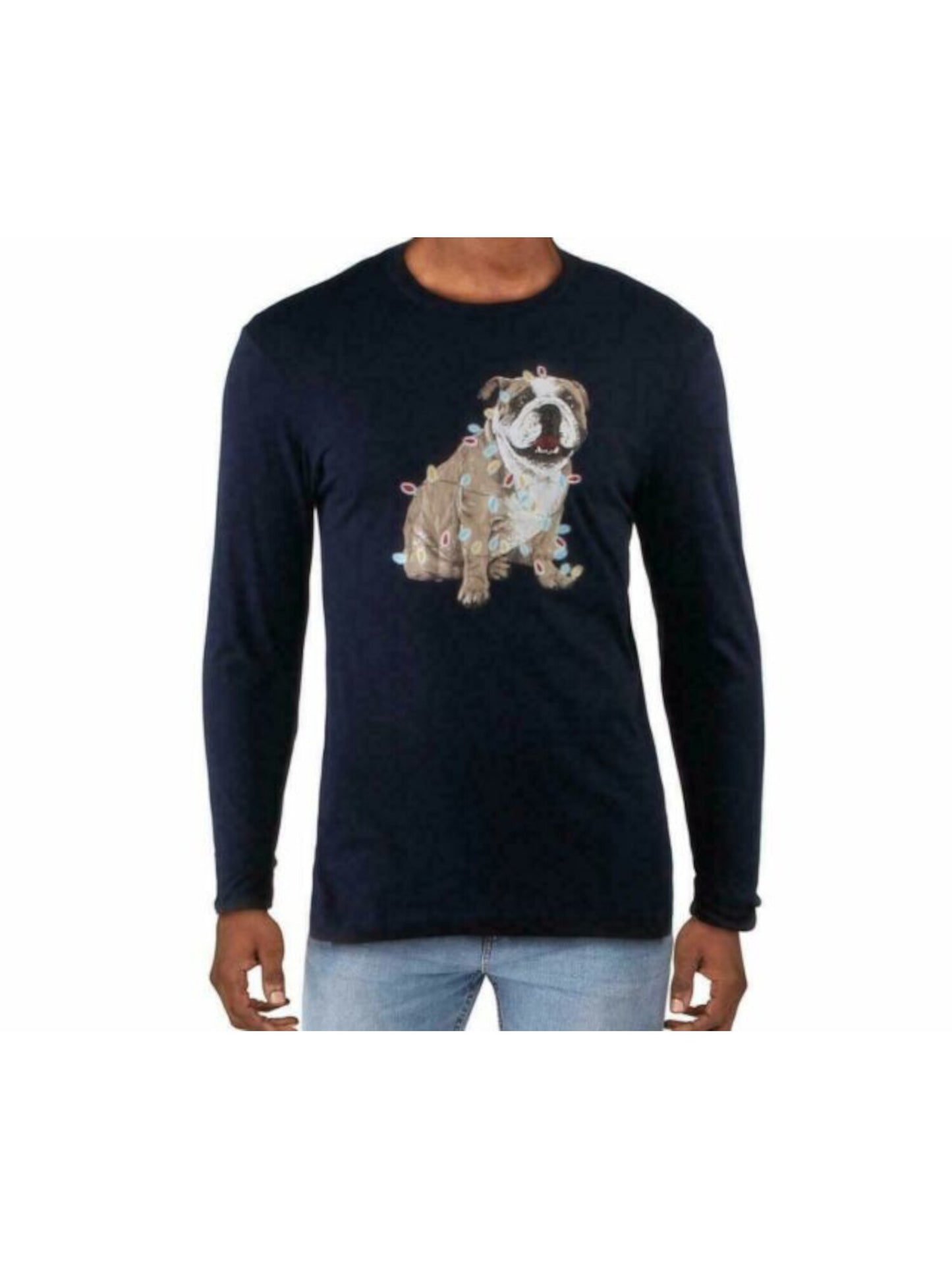 Camiseta estampada de buldogue natalino masculina Club Room, tamanho extragrande, azul