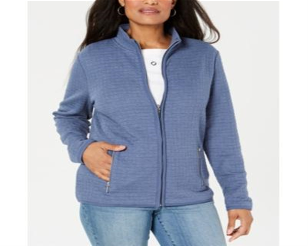 Karen Scott Suéter Feminino com Zíper Frontal Azul Vários Tamanhos Petite S