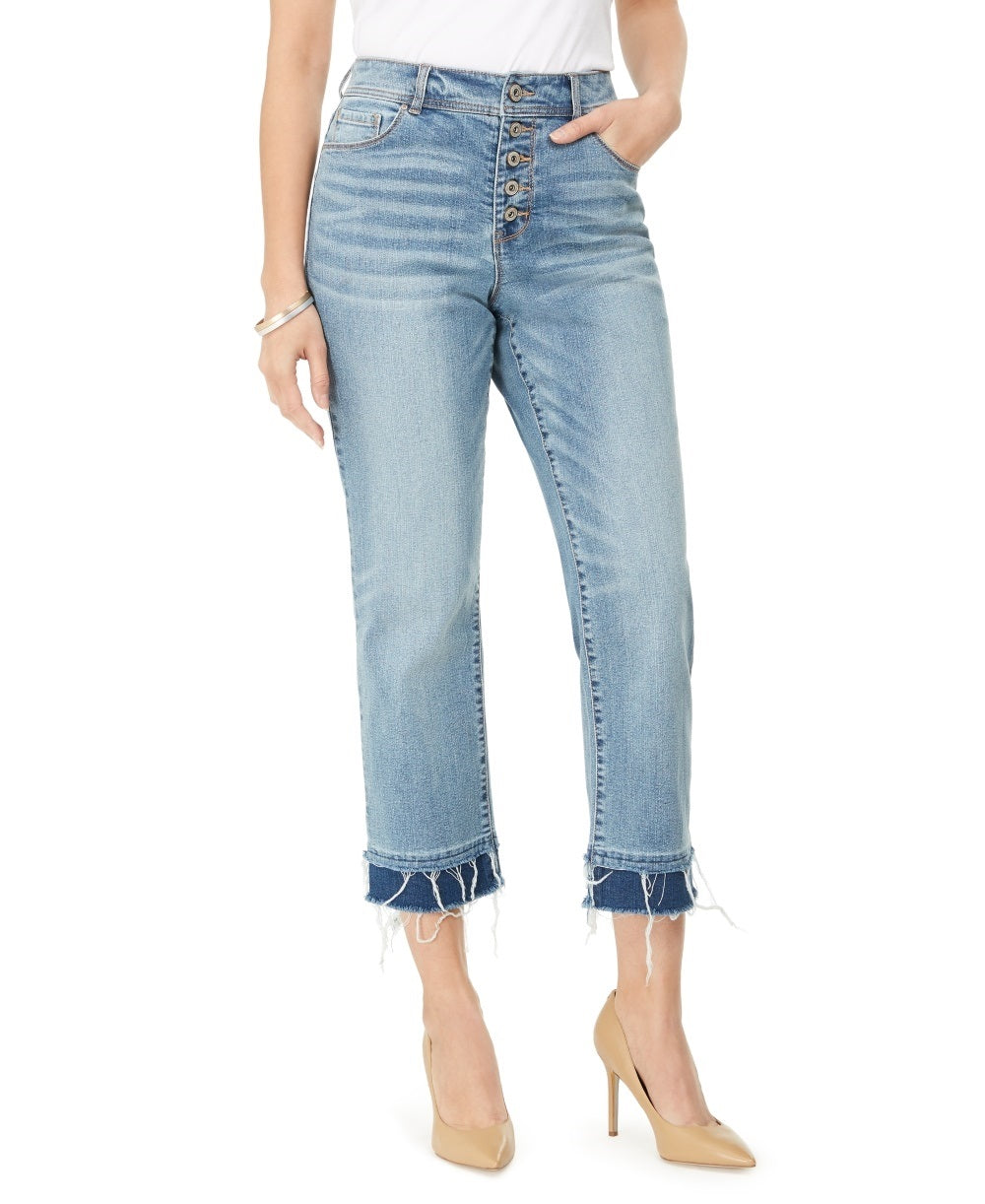 Calça jeans feminina INC International Concepts Curvy com bainha dupla e tornozelo, azul, tamanho 2