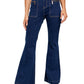 Calça jeans flare unissex Free People, cintura azul, tamanho 29