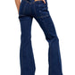 Calça jeans flare unissex Free People, cintura azul, tamanho 29