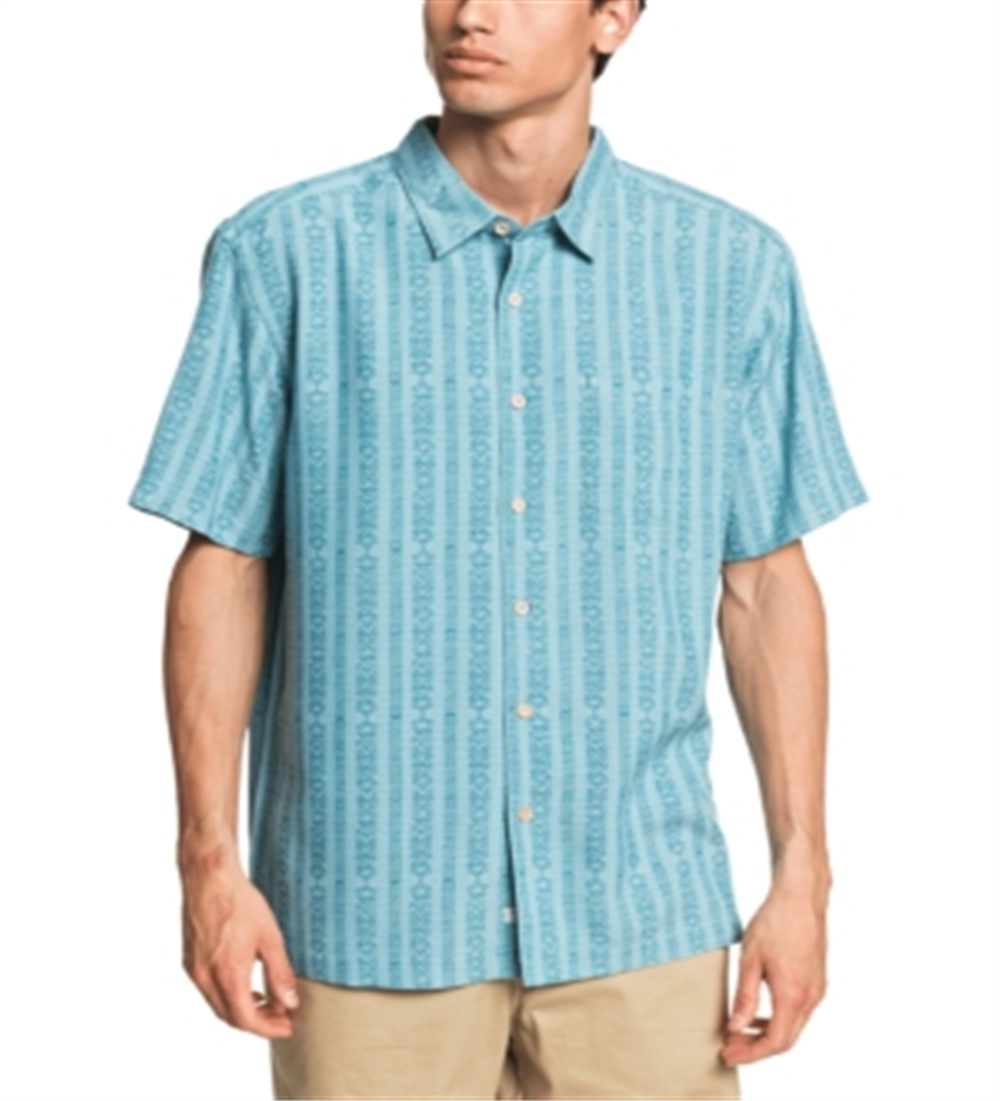 Camisa de manga curta Waterman Tiki Row marrom tamanho médio