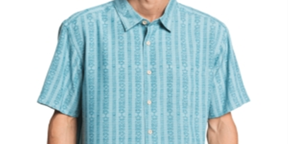 Camisa de manga curta Waterman Tiki Row marrom tamanho médio