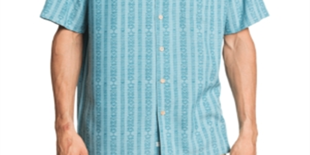 Camisa de manga curta Waterman Tiki Row marrom tamanho médio