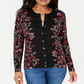 Karen Scott Cardigan feminino com estampa de tapeçaria, roxo, floral, tamanho pequeno P