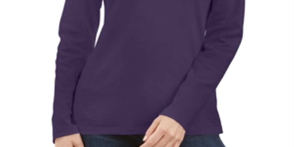 Karen Scott Blusa de gola alta feminina de algodão, roxa, tamanho pequeno M