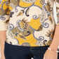 Charter Club Feminino Pima Algodão Botão Ombro Estampado Top Amarelo Tamanho Pequeno Pequeno