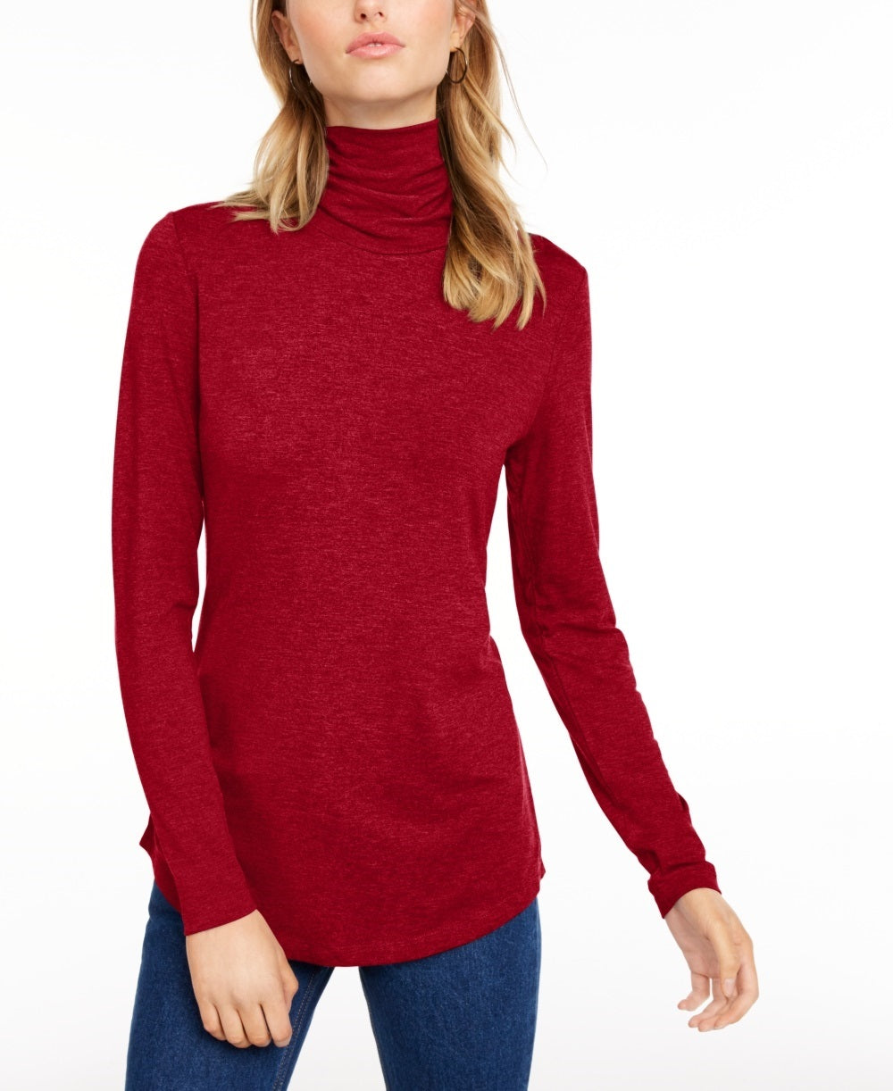 Blusa feminina de gola alta Maison Jules, vermelha, tamanho XX-G