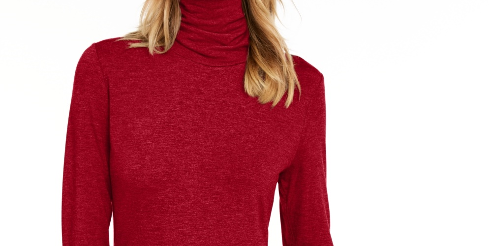 Blusa feminina de gola alta Maison Jules, vermelha, tamanho XX-G