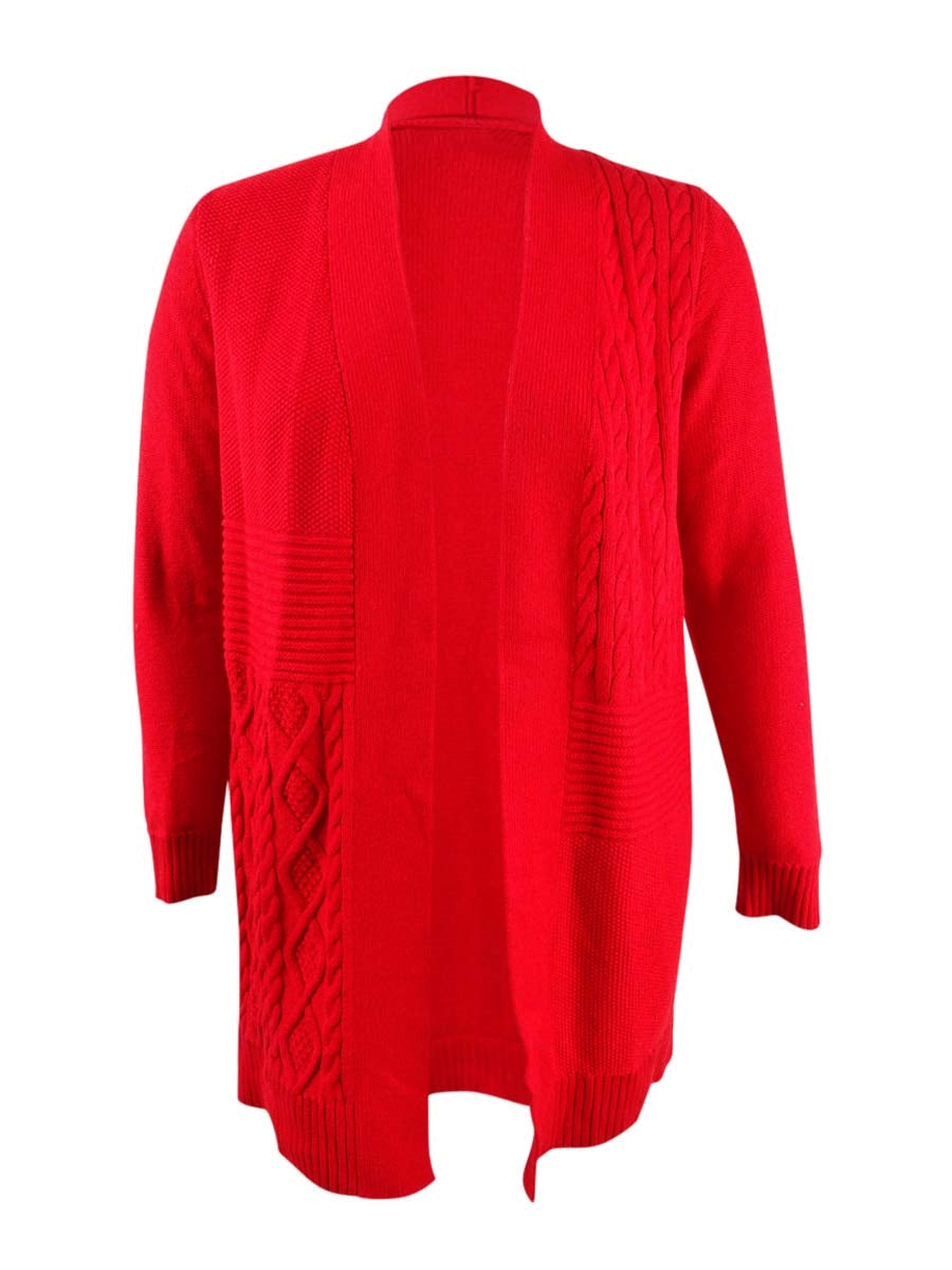 Cardigan feminino patchwork Charter Club vermelho tamanho pequeno grande