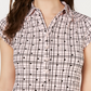 Camisa polo feminina estampada Charter Club rosa tamanho extragrande