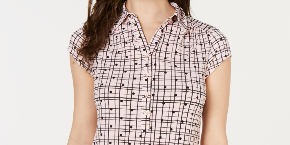 Camisa polo feminina estampada Charter Club rosa tamanho extragrande