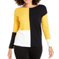 Blusa Alfani Feminina Ombro Caído Colorblock Mostarda Tamanho Pequeno P/M