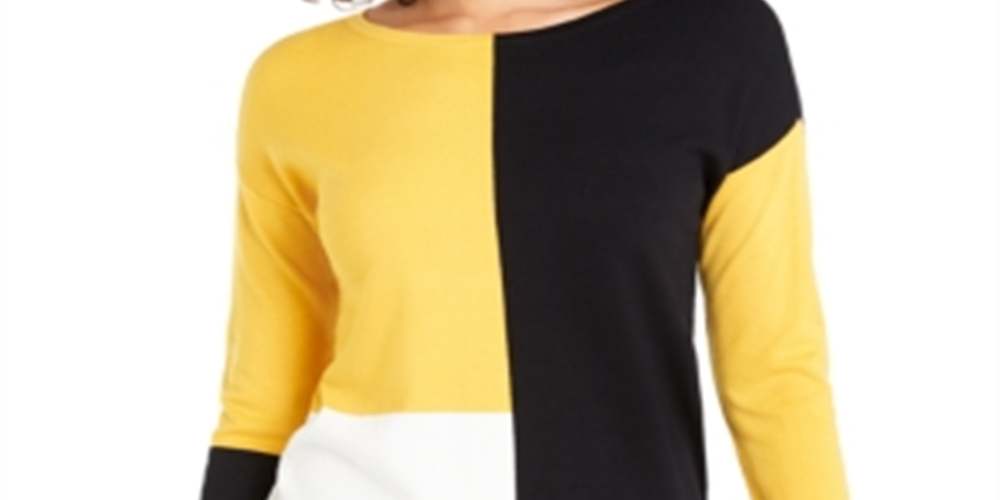Blusa Alfani Feminina Ombro Caído Colorblock Mostarda Tamanho Pequeno P/M