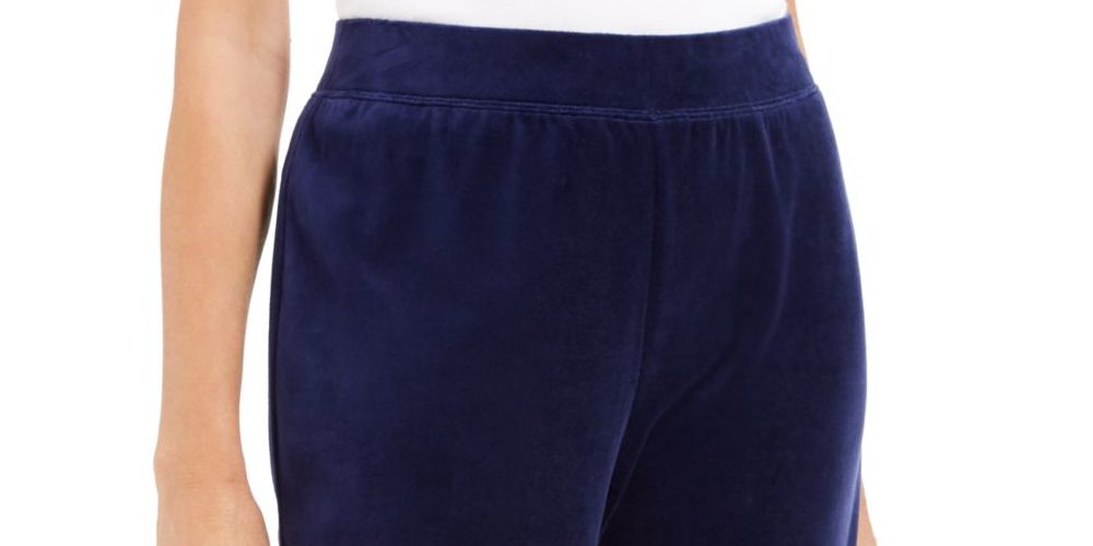 Calça reta feminina Karen Scott, azul, tamanho pequeno e pequeno