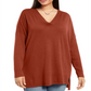 Suéter feminino plus size com decote em V, estilo &amp; co, uva escura, tamanho 1X