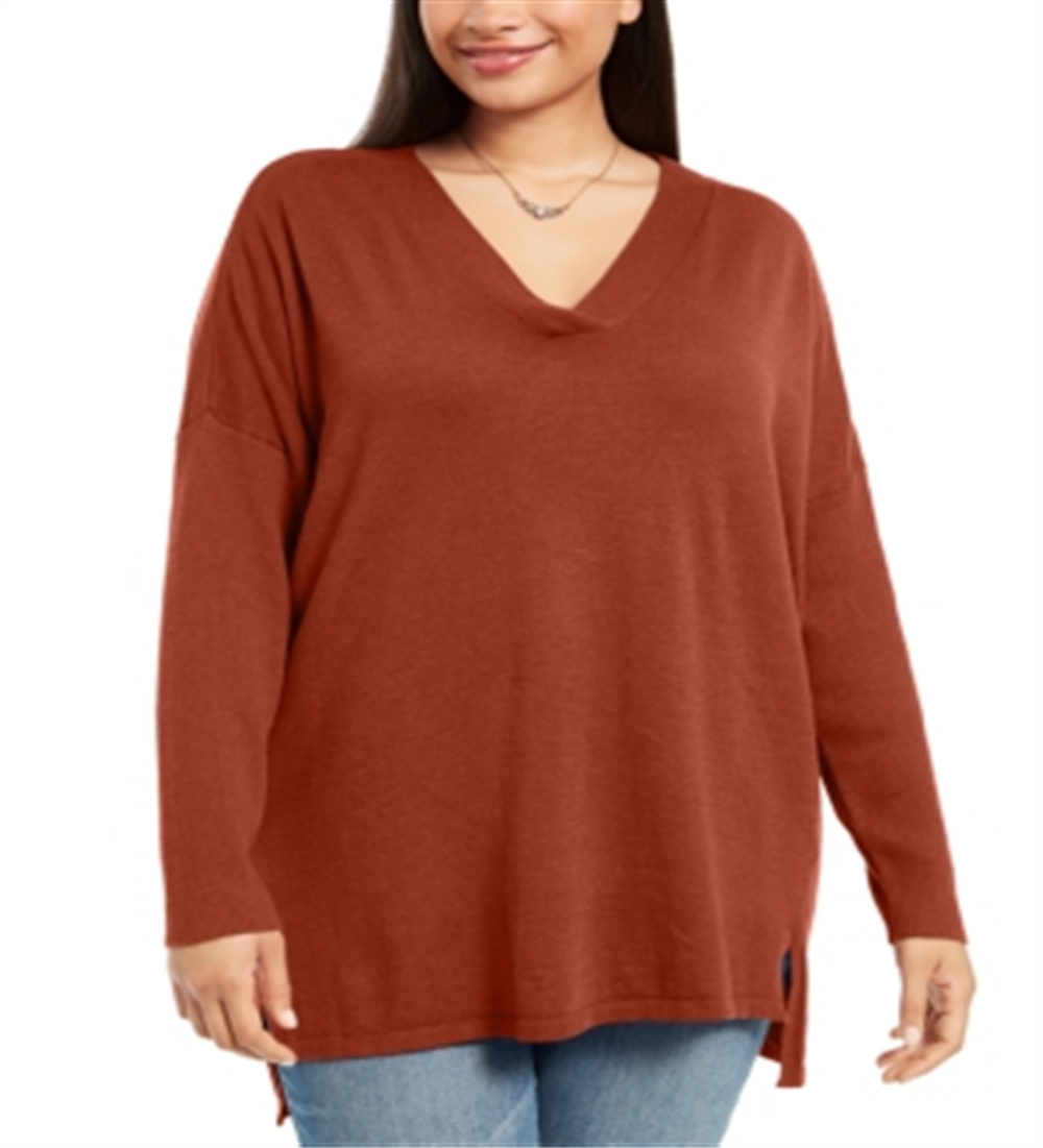 Suéter feminino plus size com decote em V, estilo &amp; co, uva escura, tamanho 1X