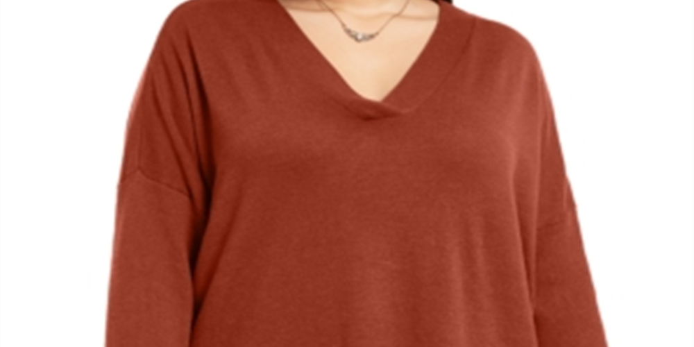 Suéter feminino plus size com decote em V, estilo &amp; co, uva escura, tamanho 1X