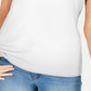 Karen Scott Blusa feminina de algodão com decote canoa, branca, tamanho pequeno P/M