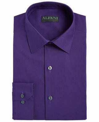 Camisa social masculina Alfani Slim Fit Performance Stretch Easy Care Solid, roxa, tamanho 17,5 x 34 x 35