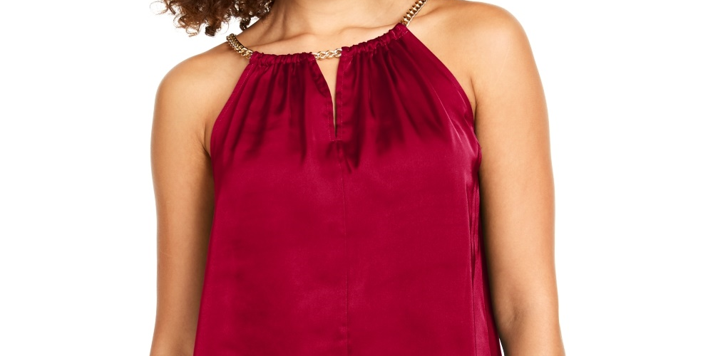Thalia Sodi Top Halter Feminino com Decote em Corrente Vermelho Tamanho X-G