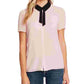 Blusa CeCe Feminina com Gola e Clipe e Bolinhas Rosa Tamanho Médio