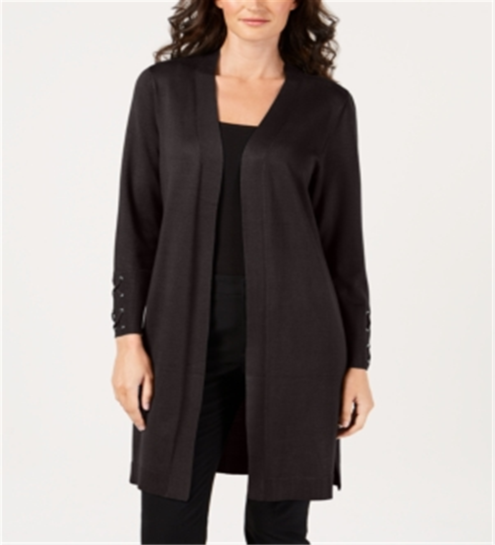 Cardigan Duster Feminino JM Collection Frente Aberta Tamanho Espresso Petite S
