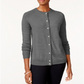 Karen Scott Cardigan Feminino Luxsoft Botão Cinza Escuro Tamanho Pequeno P