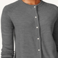 Karen Scott Cardigan Feminino Luxsoft Botão Cinza Escuro Tamanho Pequeno P