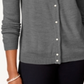 Karen Scott Cardigan Feminino Luxsoft Botão Cinza Escuro Tamanho Pequeno P