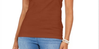 Regata feminina de algodão estilo &amp; co, marrom, tamanho P