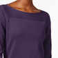 Karen Scott Blusa feminina de algodão com decote canoa, roxa, tamanho X-S