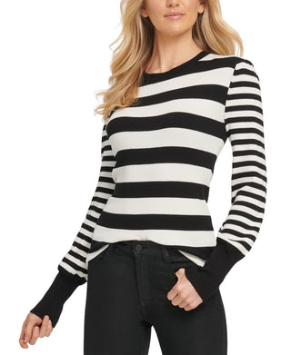 Suéter listrado feminino DKNY cinza tamanho pequeno