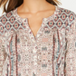 Blusa Henley Estampada Boho Feminina Style &amp; Co Bege Tamanho P