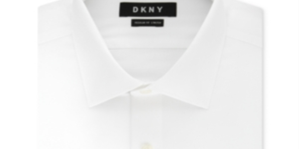 Camisa social masculina DKNY Slim Fit Performance Stretch resistente a rugas e punho francês, branca, tamanho XL