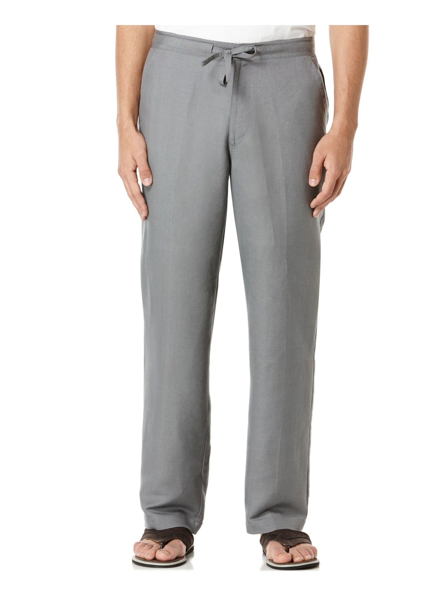 Calça masculina Cubavera Classic Fit em mistura de linho, cinza, tamanho pequeno