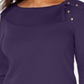 Karen Scott Blusa feminina de algodão com gola xale e botões, roxa, tamanho extragrande