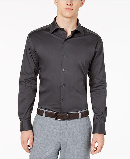Camisa masculina Alfani Athletic Fit com botões e resistente a rugas, cinza, tamanho M