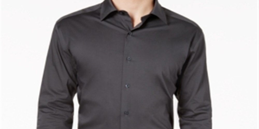 Camisa masculina Alfani Athletic Fit com botões e resistente a rugas, cinza, tamanho M