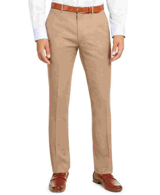 Alfani Men's Flat Front Classic Fit Stretch Pants Brown Size 38X30