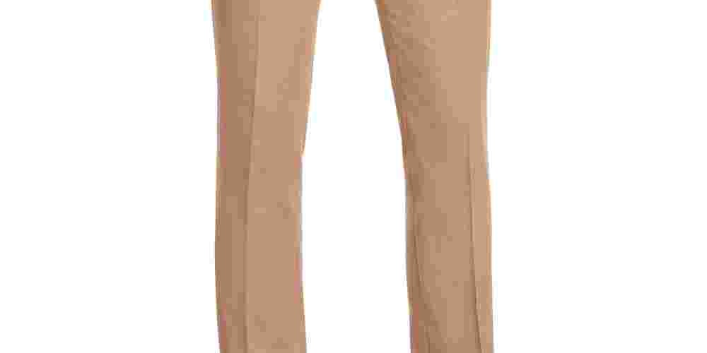 Calça elástica Alfani masculina com frente lisa e ajuste clássico, tamanho 38x30, marrom