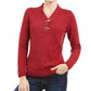 Karen Scott Suéter Henley Feminino de Algodão Marmorizado Vermelho Tamanho XX-G