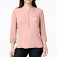 Blusa plissada com bolso feminina JM Collection laranja - Blush tamanho pequeno XL