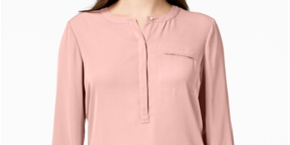 Blusa plissada com bolso feminina JM Collection laranja - Blush tamanho pequeno XL