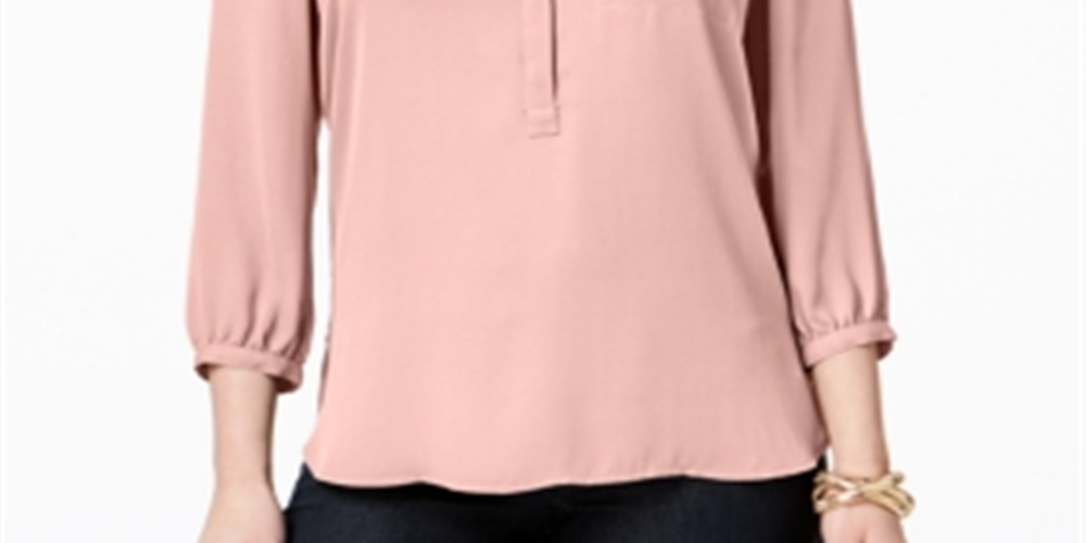 Blusa plissada com bolso feminina JM Collection laranja - Blush tamanho pequeno XL