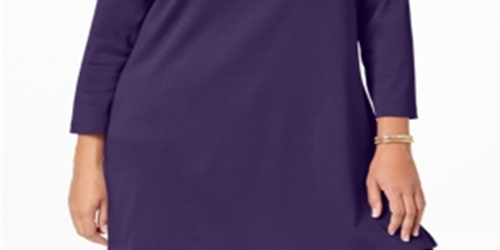 Túnica feminina Karen Scott Plus Cotton, roxa, tamanho 1X